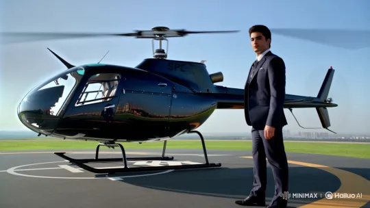 Young Man Prepares to Pilot Luxury Helicopter – AI Generated Video | Hailuo AI