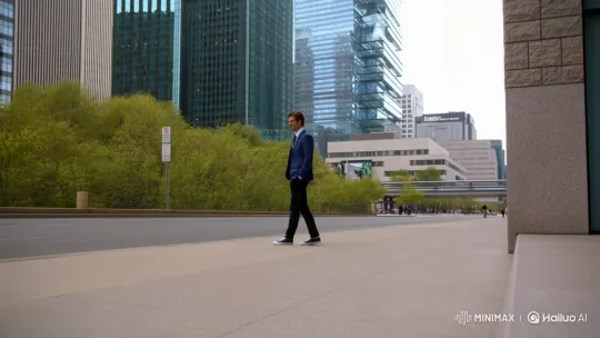 Young Man Gets Into Porsche on Bustling City Sidewalk – AI Generated Video | Hailuo AI