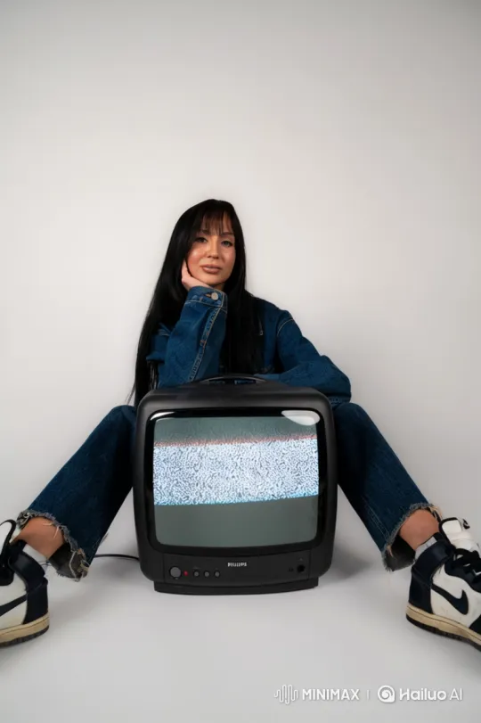 Young Woman Reveals 'Blockfest' on Old TV in Nostalgic Scene – AI Generated Video | Hailuo AI
