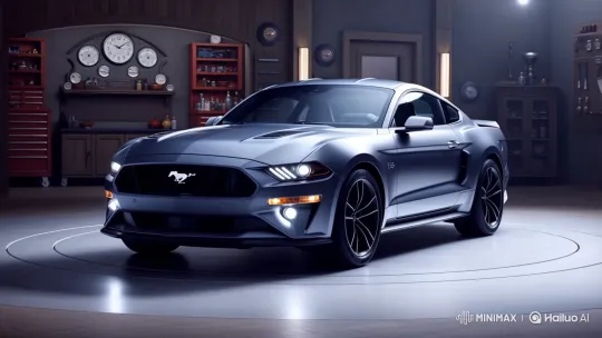 Ford Mustang's Evolution: Iconic Models Time-Lapse in a Garage – AI Generated Video | Hailuo AI