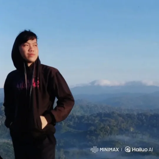 Man on Mountaintop: Earth from Space Perspective – AI Generated Video | Hailuo AI