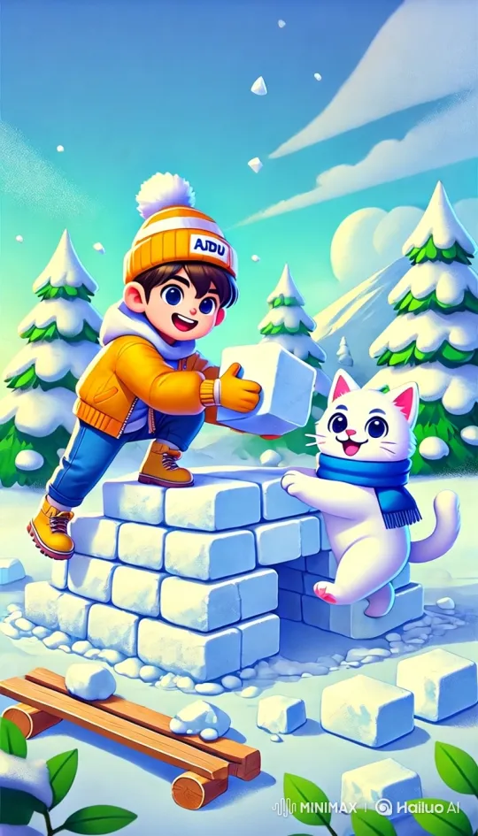 Abdul and Cat Build an Igloo Together – AI Generated Video | Hailuo AI