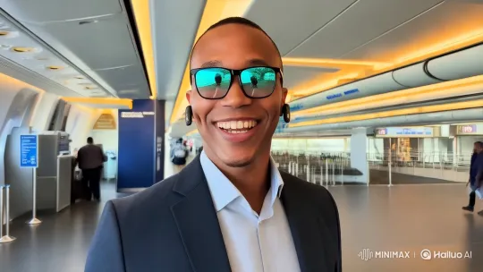 Confident Man in Business Class Prepares for Flight – AI Generated Video | Hailuo AI
