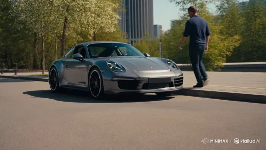 Porsche 911 Driver Enters, Departs Smoothly – AI Generated Video | Hailuo AI
