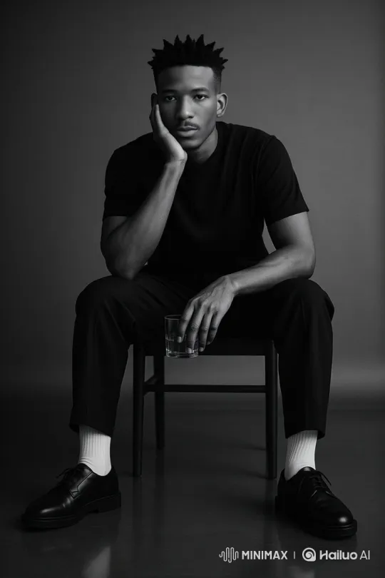 Young Man's Deliberate Movements in Minimalist Setting – AI Generated Video | Hailuo AI