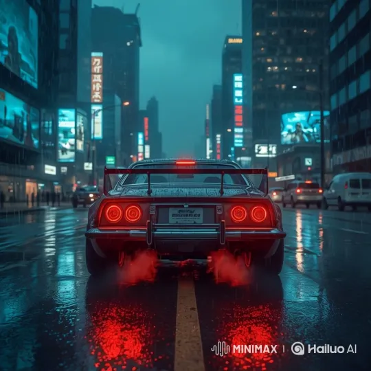 Modified Red Zhiguli's Futuristic Street Race – AI Generated Video | Hailuo AI