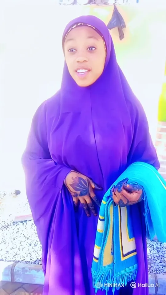 Young Woman in Vibrant Purple Stands Outdoors – AI Generated Video | Hailuo AI