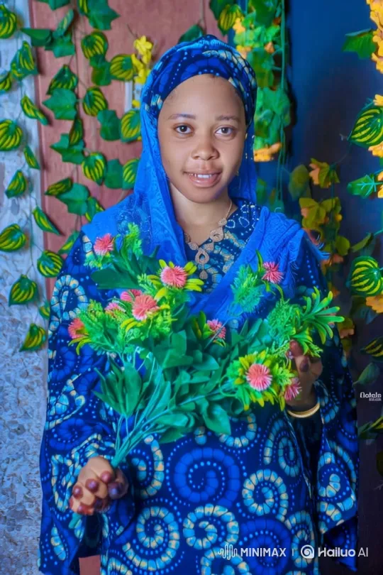 Woman Smiles Gently with Flowers in Static Shot – AI Generated Video | Hailuo AI