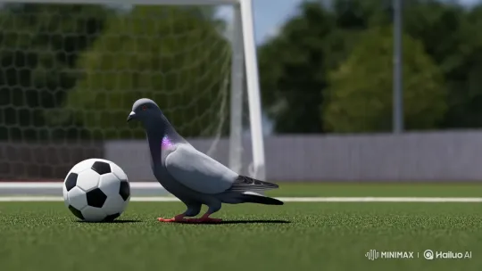 Pigeon Scores Goal in Realistic Soccer Scene – AI Generated Video | Hailuo AI