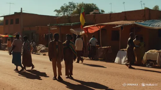 Sunlit Street Walk in Burkina Faso Town – AI Generated Video | Hailuo AI