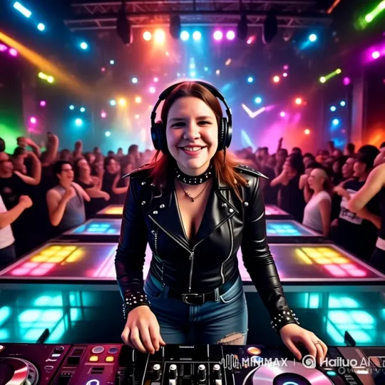 Female DJ Enthralls Club Crowd with Energetic Performance – AI Generated Video | Hailuo AI