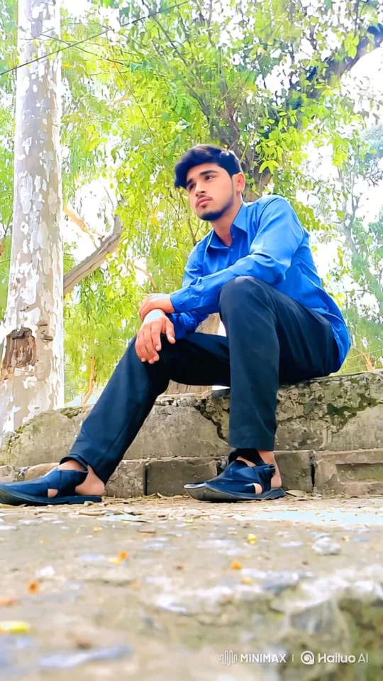 Contemplative Man on Steps Amidst Nature – AI Generated Video | Hailuo AI