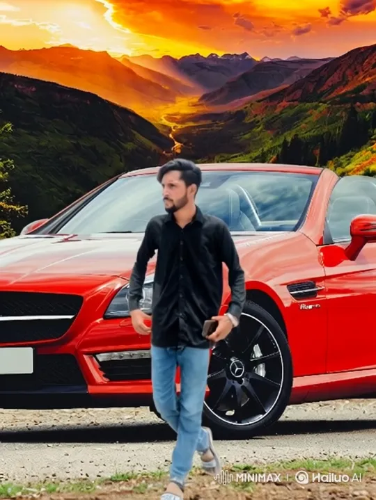Young Man Meets Lamborghini Veneno in Atmospheric Setting – AI Generated Video | Hailuo AI