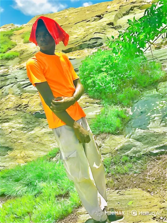 Young Man Observes Helicopter on Rocky Hillside – AI Generated Video | Hailuo AI