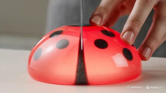Hyper-Realistic Jelly Cake Slicing - Minimalist Background – AI Generated Video | Hailuo AI
