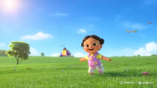 Joyful Child Chasing Butterfly in Summer Field – AI Generated Video | Hailuo AI