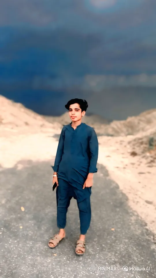 Young Man Stands Calmly Amidst Hills and Stormy Sky – AI Generated Video | Hailuo AI