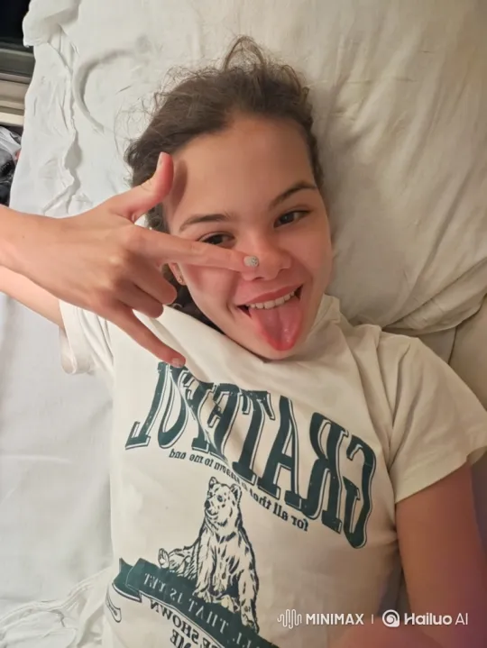 Young Person with Wavy Hair Plays with Nose Gem – AI Generated Video | Hailuo AI