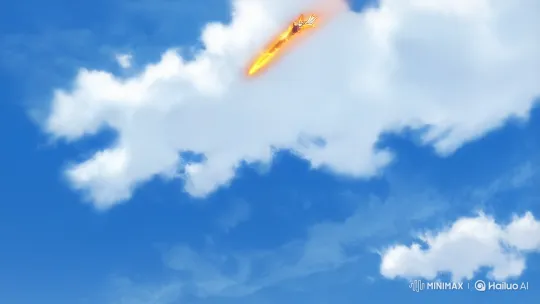 Glowing Girl Orbits Down, Crashes on Battlefield – AI Generated Video | Hailuo AI