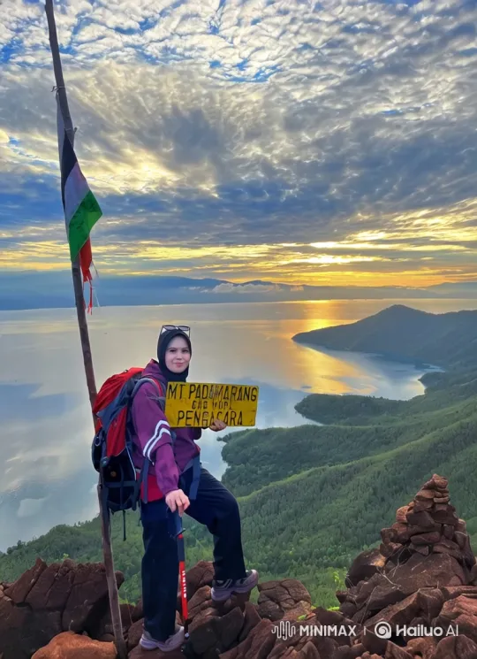 Woman on Mountain Summit to Earth from Space View – AI Generated Video | Hailuo AI