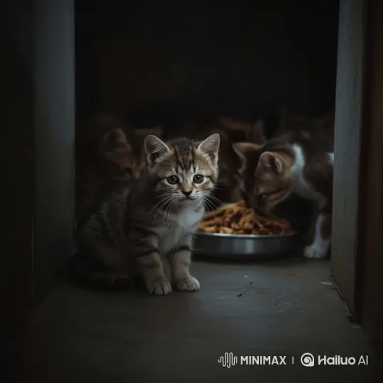 Lonely Kitten Cries in the Shadows – AI Generated Video | Hailuo AI