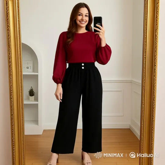 Woman Sways Gracefully in Stylish Outfit, Taking Selfie – AI Generated Video | Hailuo AI