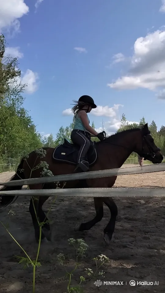 Young Rider and Horse Jump Over High Fence – AI Generated Video | Hailuo AI