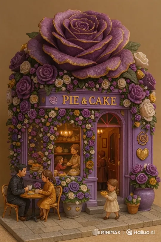 3D Miniature Pie & Cake Shop Tour with Animated Figures – AI Generated Video | Hailuo AI