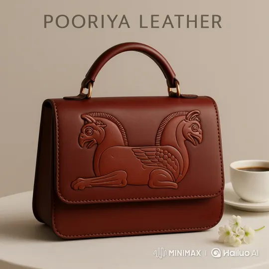 Leather Handbag Displayed with Coffee and Flowers – AI Generated Video | Hailuo AI