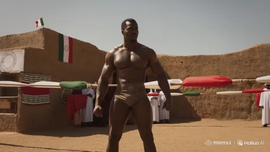 Niger-Saudi Friendship: Scorpion Wrestler in the Sand – AI Generated Video | Hailuo AI