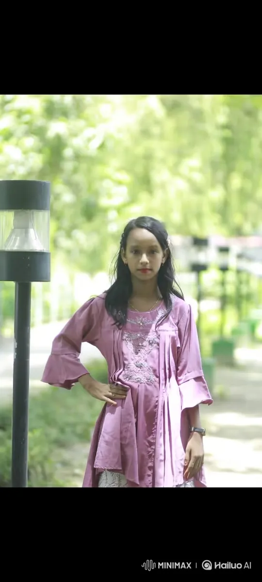 Young Woman in Park with Distant Stare – AI Generated Video | Hailuo AI