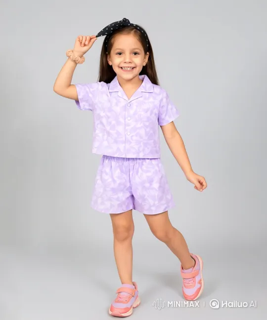 Young Girl Showcases Playful Lavender Outfit in Dance Video – AI Generated Video | Hailuo AI