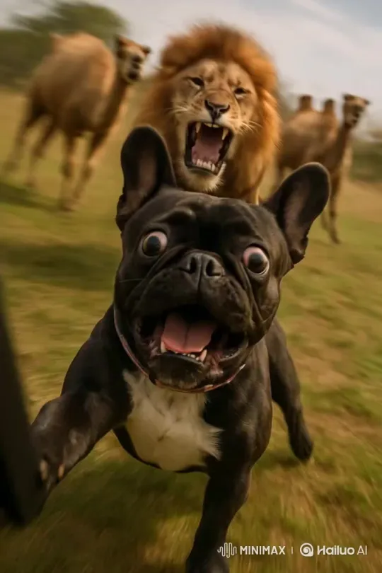Escape from Lion, Encounter with Camels – AI Generated Video | Hailuo AI