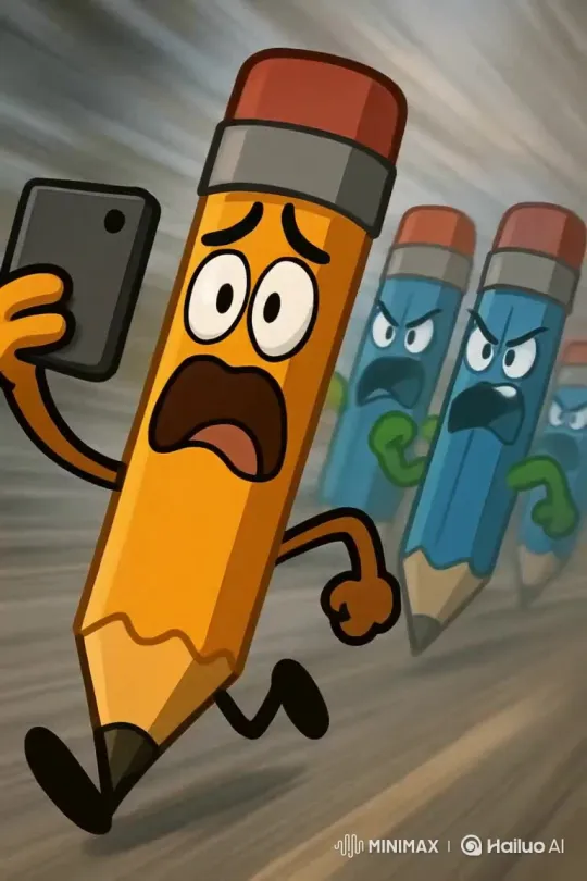 Pencil's Revenge: Green Arm vs. Four Blues – AI Generated Video | Hailuo AI