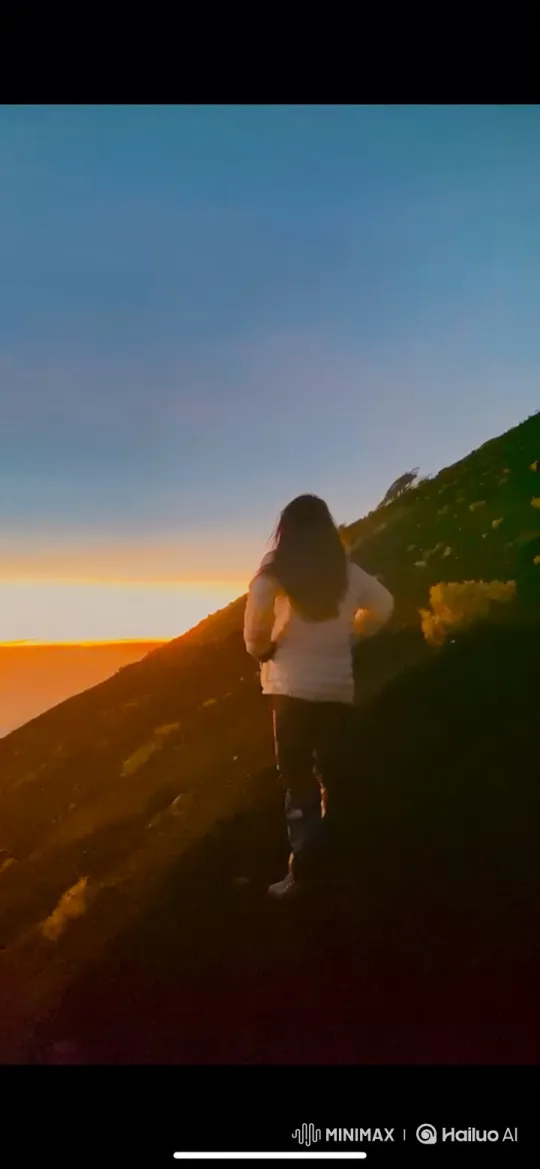 Person Appreciates Sunrise on Mountain with Epic Panorama – AI Generated Video | Hailuo AI
