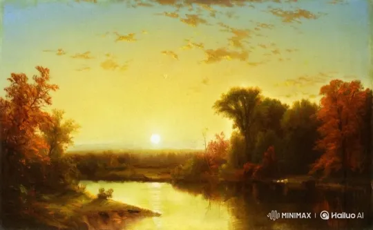Dawn's Serenity: Sunlit River and Gentle Walkers – AI Generated Video | Hailuo AI