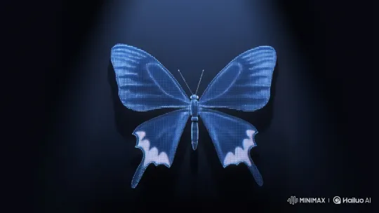 Digital Twilight: Fluttering Morpho Butterfly Amidst Dynamic Shadows – AI Generated Video | Hailuo AI