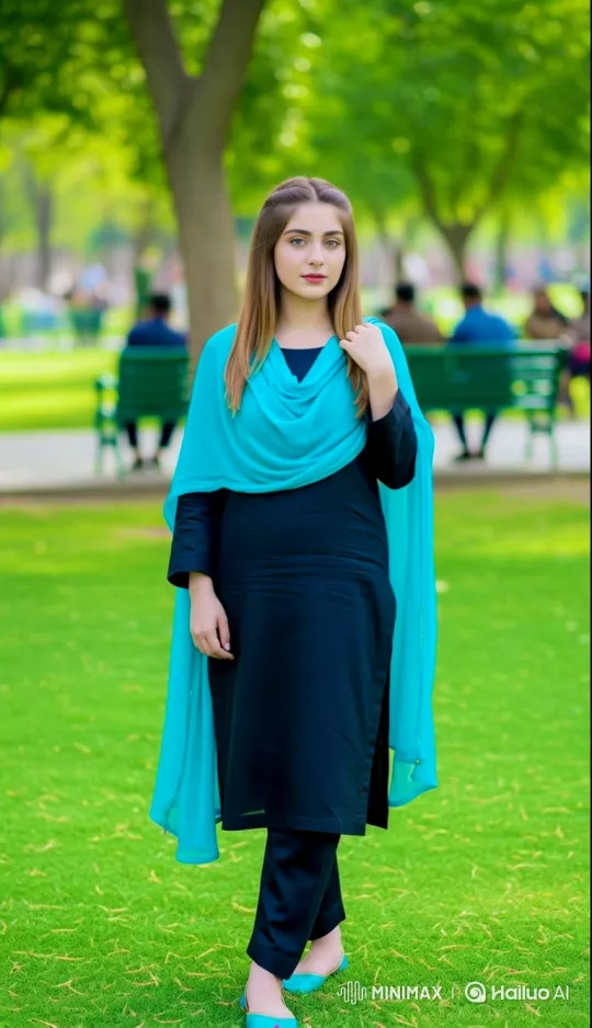 Young Woman in Park: Serene Smile and Gentle Breeze – AI Generated Video | Hailuo AI