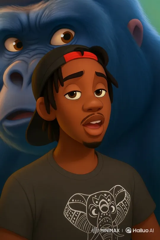 Young Man Converses with Gorilla in Animated Style – AI Generated Video | Hailuo AI