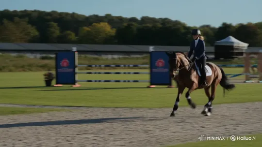 Connemara Horse and Rider Gracefully Jump Over Obstacle – AI Generated Video | Hailuo AI