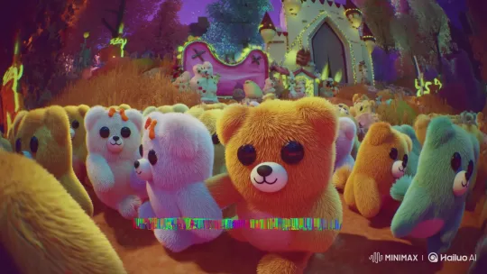 Cute Stuffed Animals Unravel into Yarn Monster in Surreal Fairytale – AI Generated Video | Hailuo AI