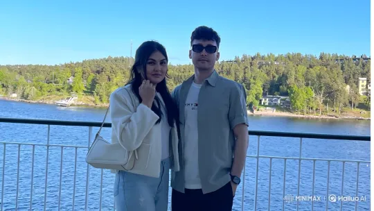 Couple Embraces on Ferry with Scenic Waterfront View – AI Generated Video | Hailuo AI