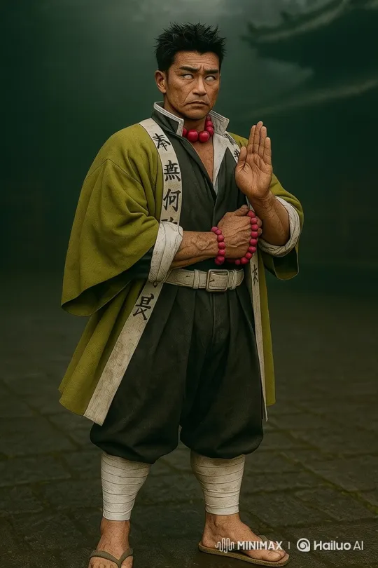 Martial Artist in Prayer Amidst Misty Temple – AI Generated Video | Hailuo AI