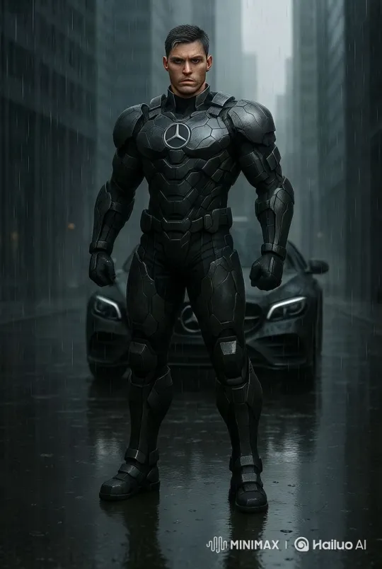 Futuristic Man in Armored Suit Walks Through Rainy City – AI Generated Video | Hailuo AI