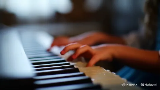 Girl's Fingers Play Soft Jelly Piano Keys – AI Generated Video | Hailuo AI
