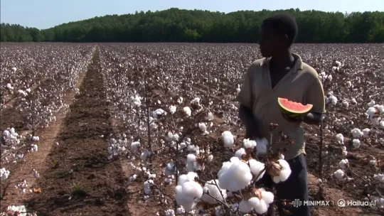 Black Person Harvesting Cotton, Eating Watermelon – AI Generated Video | Hailuo AI