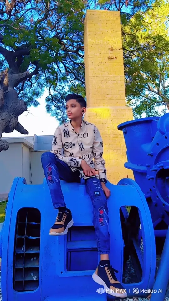 Young Boy Embraces Luxury in Rustic Setting – AI Generated Video | Hailuo AI