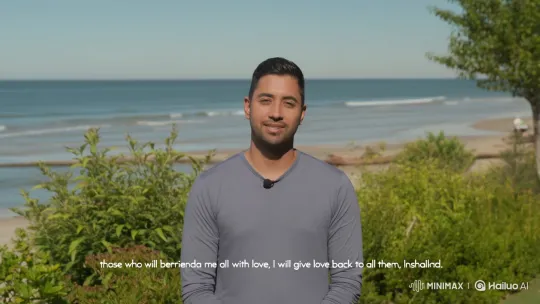 Man Expresses Conditional Love on a Serene Seashore – AI Generated Video | Hailuo AI