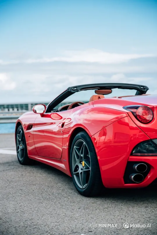 Red Convertible Showcased in Evolving Camera Shot – AI Generated Video | Hailuo AI