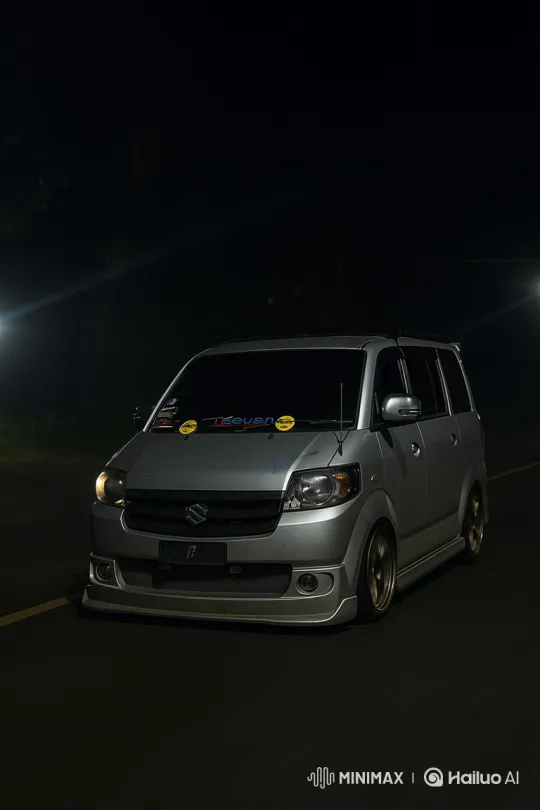 Night Drive of a Modified Silver Minivan – AI Generated Video | Hailuo AI